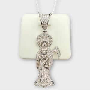 925 silver moissanite Grim Reaper/owl necklace.